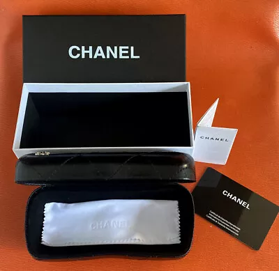 Authentic Chanel Box Double Glasses Hard Case Card & Cloth Pouch - BRAND NEW • £34.99