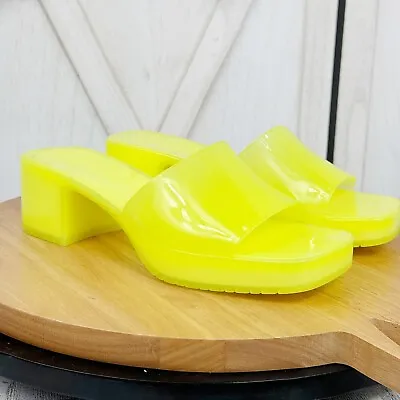 Steve Madden Harlin Chunky Jelly Neon Slide Sandals Citron Yellow Womens 9 • $30