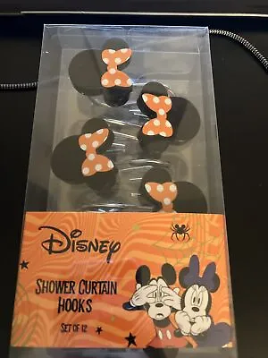 $32 • Buy Disney Minnie Mouse Set Of 12 Shower Curtain Hooks Orange Polka Dot Bow Cute