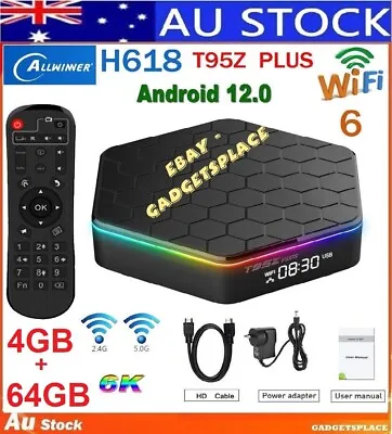 $98 • Buy ✅AU 2022 1st Android 12 T95Z Plus 4GB + 64 GB Smart Media TV Box H618 Wifi 6 BT