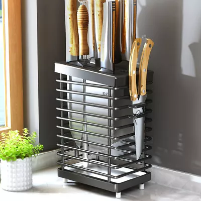 Home Kitchen Cutter Block Holder Stainless Steel Stable Countertop Storage • $40.07