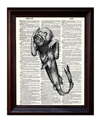 Fiji Mermaid - Dictionary Art Print Printed On Authentic Vintage Dictionary Book • $8.99