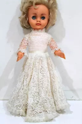 Vintage 17  PEDIGREE Bride Doll Blonde Hair Blue Eyes White Lace Wedding Dress • $58.41