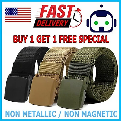 Men's Plastic Cam Buckle Nylon Canvas Tactical Waistband Webbing Military Belt • $5.99