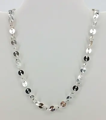 MILOR ITALY 925 Sterling Silver Flat Disc Sequin Chain Necklace 17in Ladies Mens • $64.22