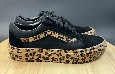 Vans Old Skool Platform Black Brown Leopard Print Shoes Women's Size 9 Men 7.5 • £53.04