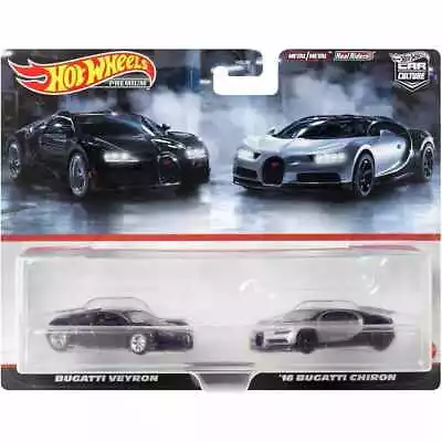 Hot Wheels Premium Car Culture 2 Pack Bugatti Veyron & '16 Bugatti Chiron HBL96 • $28.95