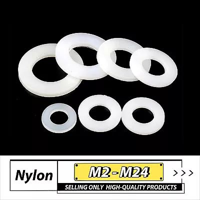 Nylon Washers Form A Flat Plastic Washer M2M3M4M5M6M8M10M12 - M24 DIN125 • £1.43