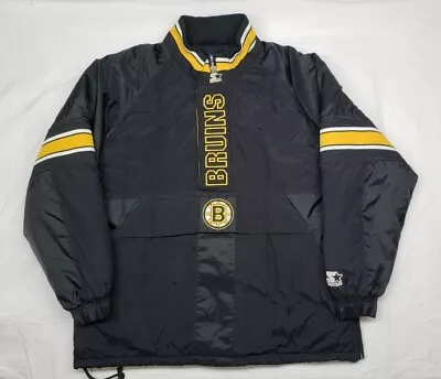 NM Starter Boston Bruins Hockey Pullover Winter Parka Jacket 1/3 Zip Large  • $44.99