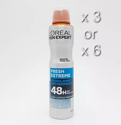 L'oreal Men Expert Fresh Extreme Anti-perspirant Deodorant 250ml 3 Or 6 Pack • £13.99