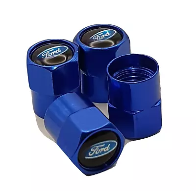 Blue Ford Wheel Tyre/Tire Valve Stem Caps Falcon BA FG G6E ST (4pcs) Fits: Ford • $9.14