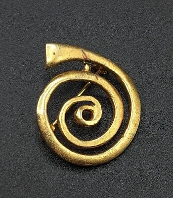 ALVA Museum Replica Gold Tone Petroglyph Spiral Swirl Symbol Vintage Pin Brooch • $17.99