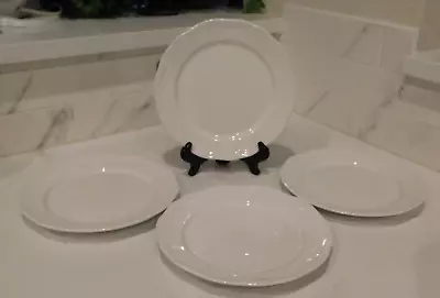 Lot Of 4 - Ikea Arv 17208 White Scalloped Luncheon Salad Plates • $26.98