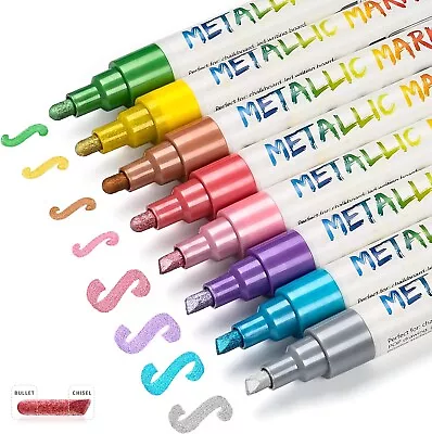 Liquid Chalk Markers For Chalkboard Wet Erase Metallic Colors Pens Pack Of 8 • $21