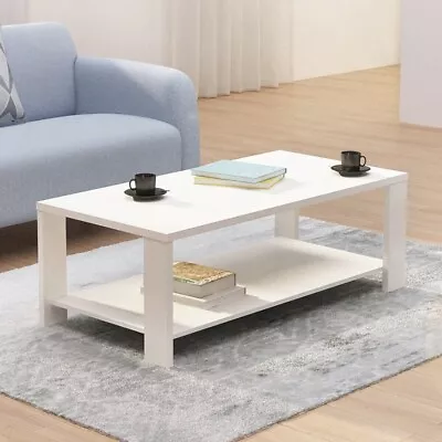 Fontana White 100cm Coffee Table With Open Shelf Storage • $119.90