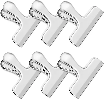 Bag Food Clips Office Kitchen Home Usage Storage 6 Pack Stainless Steel Silver • $8.54