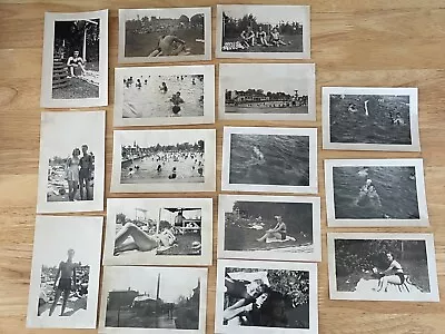Vintage 22 Photos 1946-1950 Scenes At Local Swimming Pool Beach More Fun Lot • $20.99