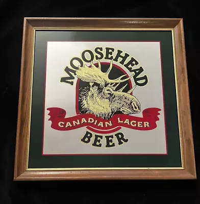 Vintage Moosehead Beer Mirror Bar Sign 20  X 20  Real Wood Frame Nice Piece! • $99.99