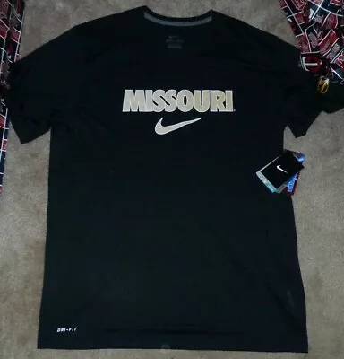 NEW NIKE Missouri Tigers T Shirt Men L Large Dri Fit Black NEW NWT • $26.88