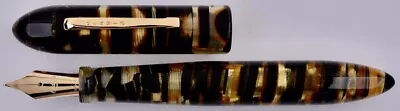 Oldwin Classic Fountain Pen In Vintage Omas Black Lucens Celluloid  18k Nib • $1750