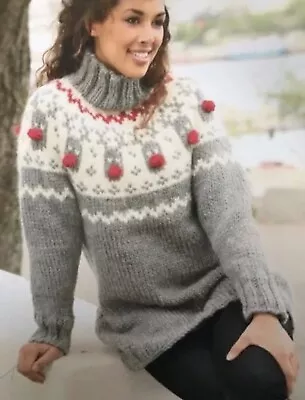 Knitting Pattern - Ladies Christmas Jumper Rudolph Reindeer - FCL34 • £2.15
