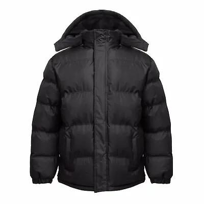 Men’s WARM Puffer Jacket Bubble Coat Fleece Lined Zip-off Hood Lion Force Size X • $49.95