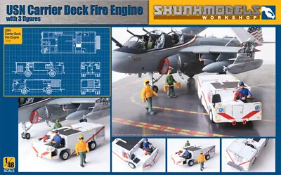 Skunkmodels 1/48 US Navy Carrier Deck Shipboard P-25 Fire Truck Inc Crew Figures • £19.95