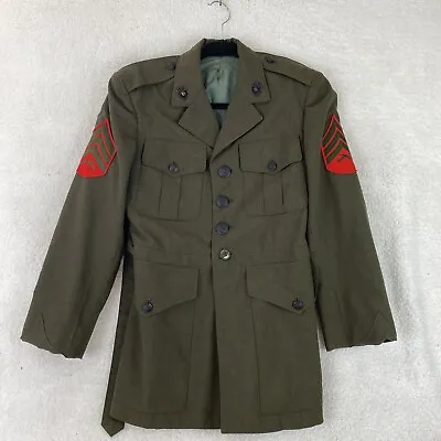 Vietnam Era Men USMC Marine Corps Coat Tropical Green Shade 2241 Wool Belted • $31.88