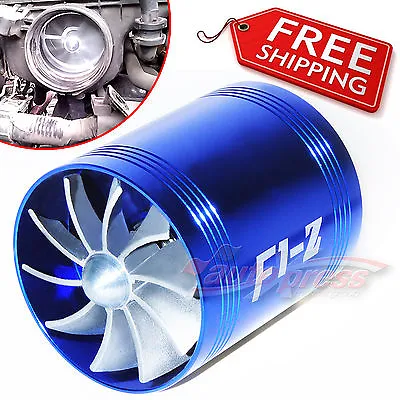 AIR INTAKE DUAL FAN BLUE Turbo Supercharger Turbonator Gas Fuel Saver Fits MAZDA • $26.53