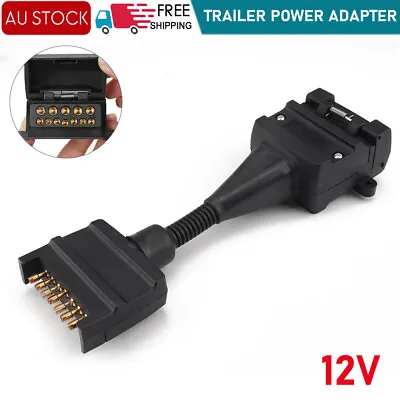 $15.52 • Buy 12 Pin Male Socket To 7 Pin Female Flat Plug Trailer Adaptor Caravan Connector