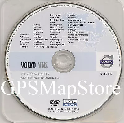 2008 2009 Volvo S80 V70 XC70 VNS GPS Navigation DVD EAST Coast U.S Canada Map  • $75