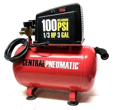 $69.99 • Buy Central Pneumatic 3 Gal. 1/3 HP 100 PSI Oil-Free Air Compressor! (CMP090236)