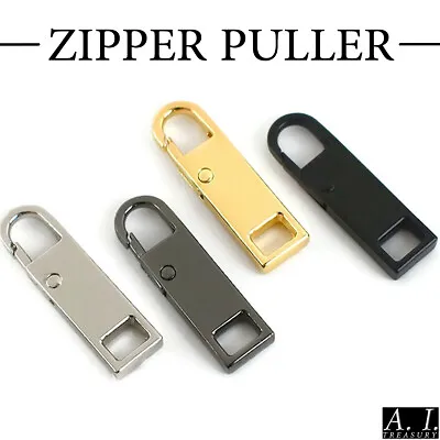 £2.99 • Buy Zipper Puller Repair Metal Slider Pull Replacement Fix Bag Coat Instant Clip On