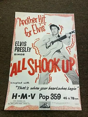 Elvis Presley All Shook Up 1957 Cardstock Concert Promo Poster 12x18 • $7.99