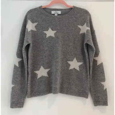 Magaschoni 100% Cashmere Sweater Graphic Stars Size Medium M Grey Light Weight • $38.95
