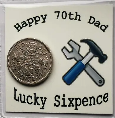 70th Dad Birthday Lucky Sixpence Gift* 1953 Coin For 2023* *Cream Tools Design* • £2.99