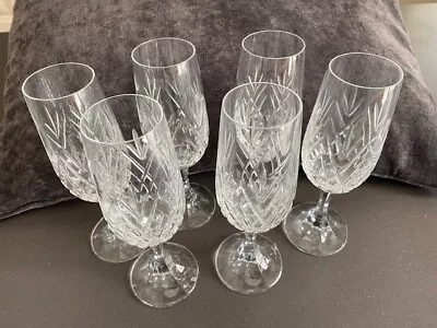 Set Of 6 Crystal Lead  Cut Champagne Glasses • £28