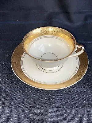 Vintage AL-KA Kunst Kronach Bavaria Marion Demitasse & Saucer Gold Gilt Floral • $9.99