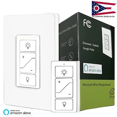 Smart Dimmer Switch With Remote Wireless 3-Way/4-Way Remote Work With Alexa • $24.97