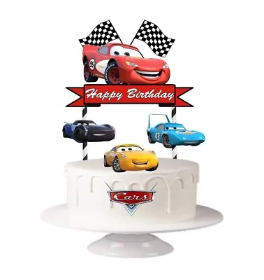 £6.99 • Buy Cars 3 Lightning Mcqueen Birthday Cake Topper Decoration SELF-ASSEMBLY