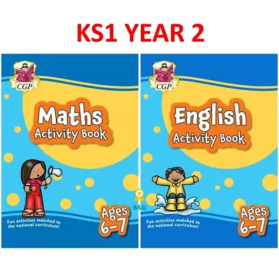 KS1 Year 2 Maths English Home Learning Activity Workbooks 2 Pack Ages 6-7 Cgp • £8.99