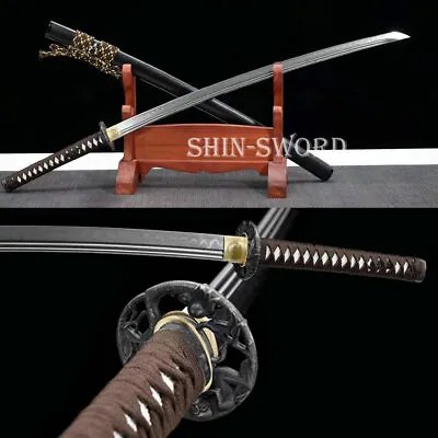 Katana Handmade Clay Tempered Japanese Samurai Sword 1095 Steel Full Tang Blade • $185