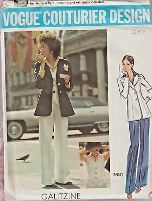 Vogue 2681 Pattern UNCUT Galitzine Couturier Design LABLE  Jacket Pants Shorts • $16