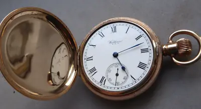 £10 • Buy Waltham Full Hunter Pocket Watch, Working Order, 2 Plates Of 10ct Gold, 50mm.