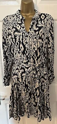 Cameo Rose Size 10 Black Patterned Shirt Type Dress Long Sleeves • £5