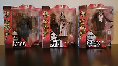 THE MUNSTERS Action Figures Set Herman Lily Grandpa DIAMOND SELECT TOYS • $299