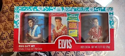 ELVIS PRESLEY Mug Gift Set Of 2 Mugs W/ 1 Hot Cocoa Packet - 2012 • $7