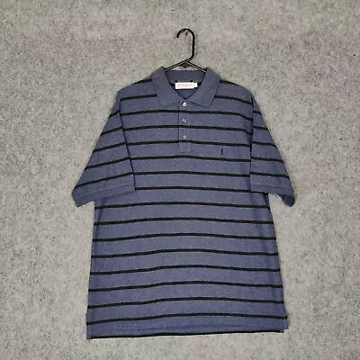 Vintage Yves Saint Laurent Polo Shirt Mens Large Blue Striped Preppy Top YSL • $37.88