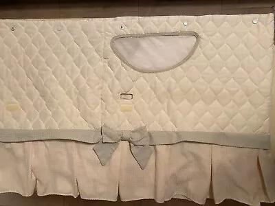 $25 • Buy Bassinet Skirt With Fabric Mesh Basket - Quilted Beige With Green Trim