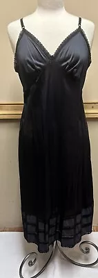 Vintage Sears Black Nylon Full Dress Slip Lace Trim Style 84165 SZ 40 • $19.99